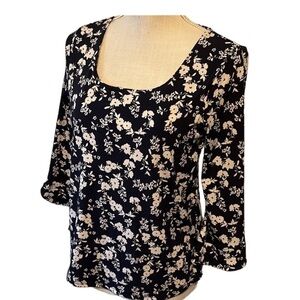 Papermoon scoop neck blouse, black & white., sz S